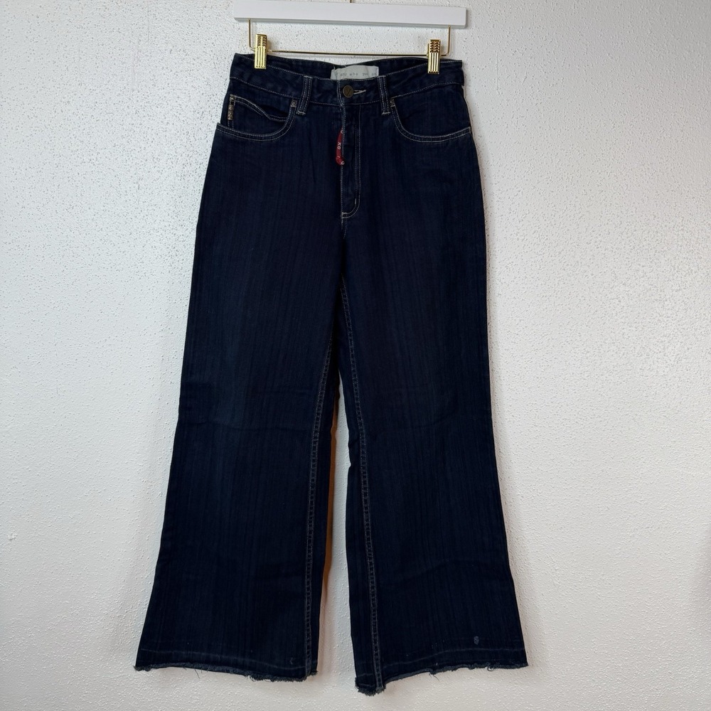 Y2K Vintage Gwen Stefani GX Women's Dark Wash Wide-Leg Blue Denim Jeans Size 7/8